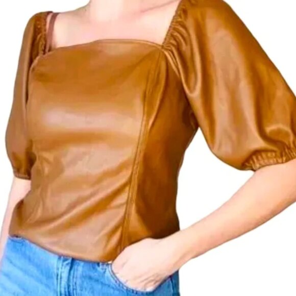 Marc New York by Andrew Marc Black Faux Leather Top in Size Large - Picture 9 of 9